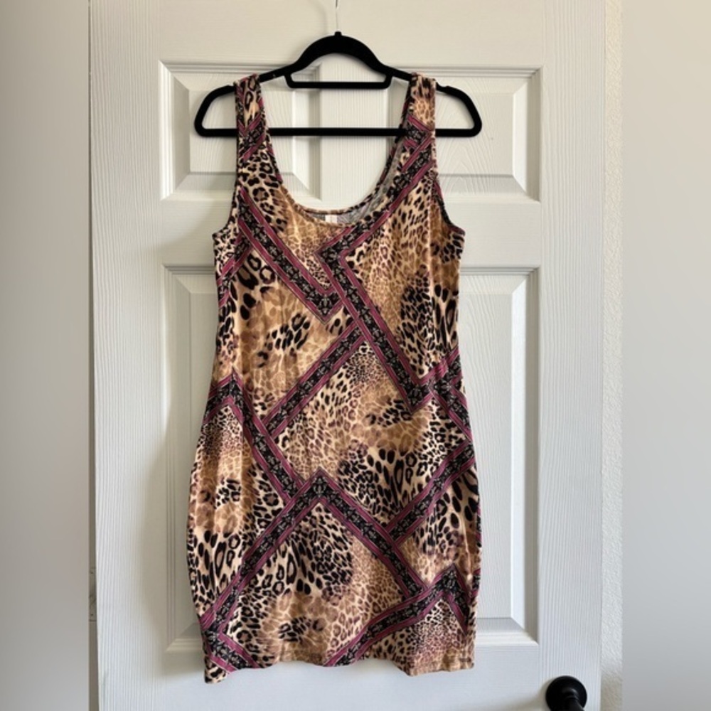 No Boundaries Brown Animal print with pink accents Multicolor Dress